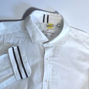 Robert Graham Long Sleeve Shirt Mens 2XL White Patterned Contrast Trim Flip Cuff